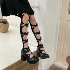 3D Butterfly Cut-Out Stockings -Clothing Discount Store 3d butterfly cut out stockings black butterflies butterflies butterfly socks stocking stockings socks kawaii babe 353