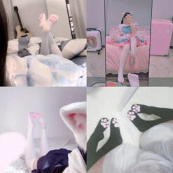 3D Paw Print Pad Stockings 37 3D Paw Print Pad Stockings -Clothing Discount Store 3d paw print pad stockings socks thigh high socks paw print pad cat 681