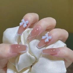 3D Pretty Princess Press On Nails -Clothing Discount Store 3d pretty princess press nails false press on natural bows 358