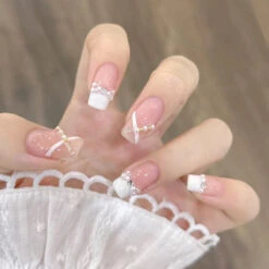 3D Pretty Princess Press On Nails -Clothing Discount Store 3d pretty princess press nails false press on natural bows 407