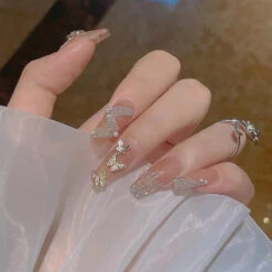 3D Pretty Princess Press On Nails -Clothing Discount Store 3d pretty princess press nails false press on natural bows 760