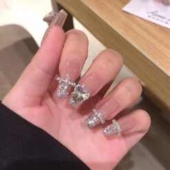 3D Pretty Princess Press On Nails -Clothing Discount Store 3d pretty princess press nails false press on natural bows 953