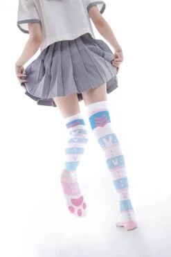Play To Win Stockings 16 Play To Win Stockings -Clothing Discount Store Cat Rabbit Paw Print High Leg Knee Stockings Women Cute Pink Cartoon Thighs Sexy Cosplay Sweet 1