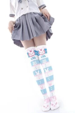 Play To Win Stockings 17 Play To Win Stockings -Clothing Discount Store Cat Rabbit Paw Print High Leg Knee Stockings Women Cute Pink Cartoon Thighs Sexy Cosplay Sweet 2