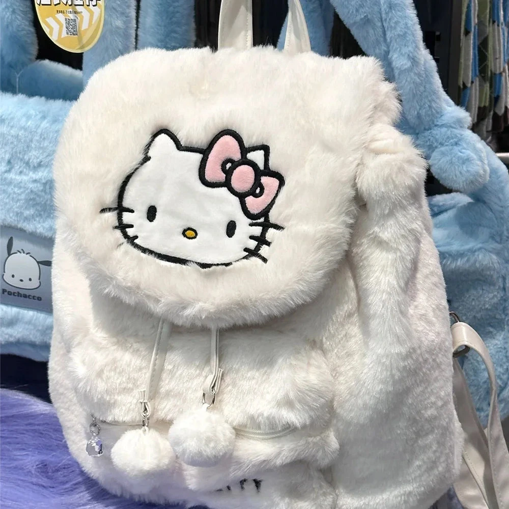 Fuzzy Kawaii Pompom Backpacks 4 Fuzzy Kawaii Pompom Backpacks - Image 2