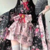 Traditional Japanese Pink & Black Kimono Dress -Clothing Discount Store S7084546e022e4deabe15eb49edaf8e2dV