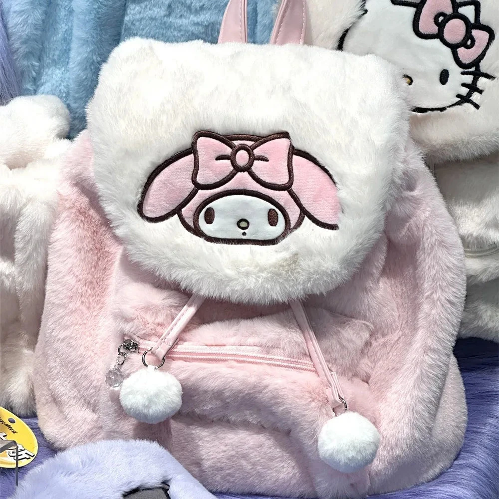Fuzzy Kawaii Pompom Backpacks 5 Fuzzy Kawaii Pompom Backpacks - Image 3