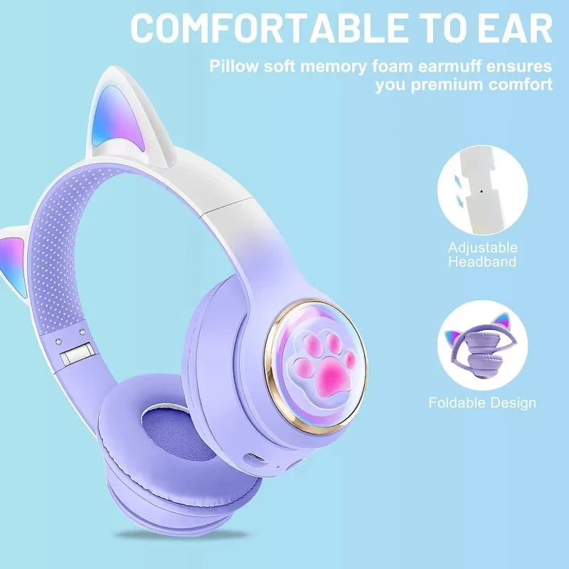 Paw Print Cat Ear Gaming Headphones 13 Paw Print Cat Ear Gaming Headphones - Image 11