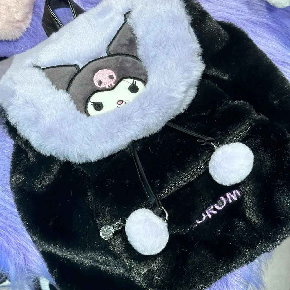 Fuzzy Kawaii Pompom Backpacks 6 Fuzzy Kawaii Pompom Backpacks - Image 4