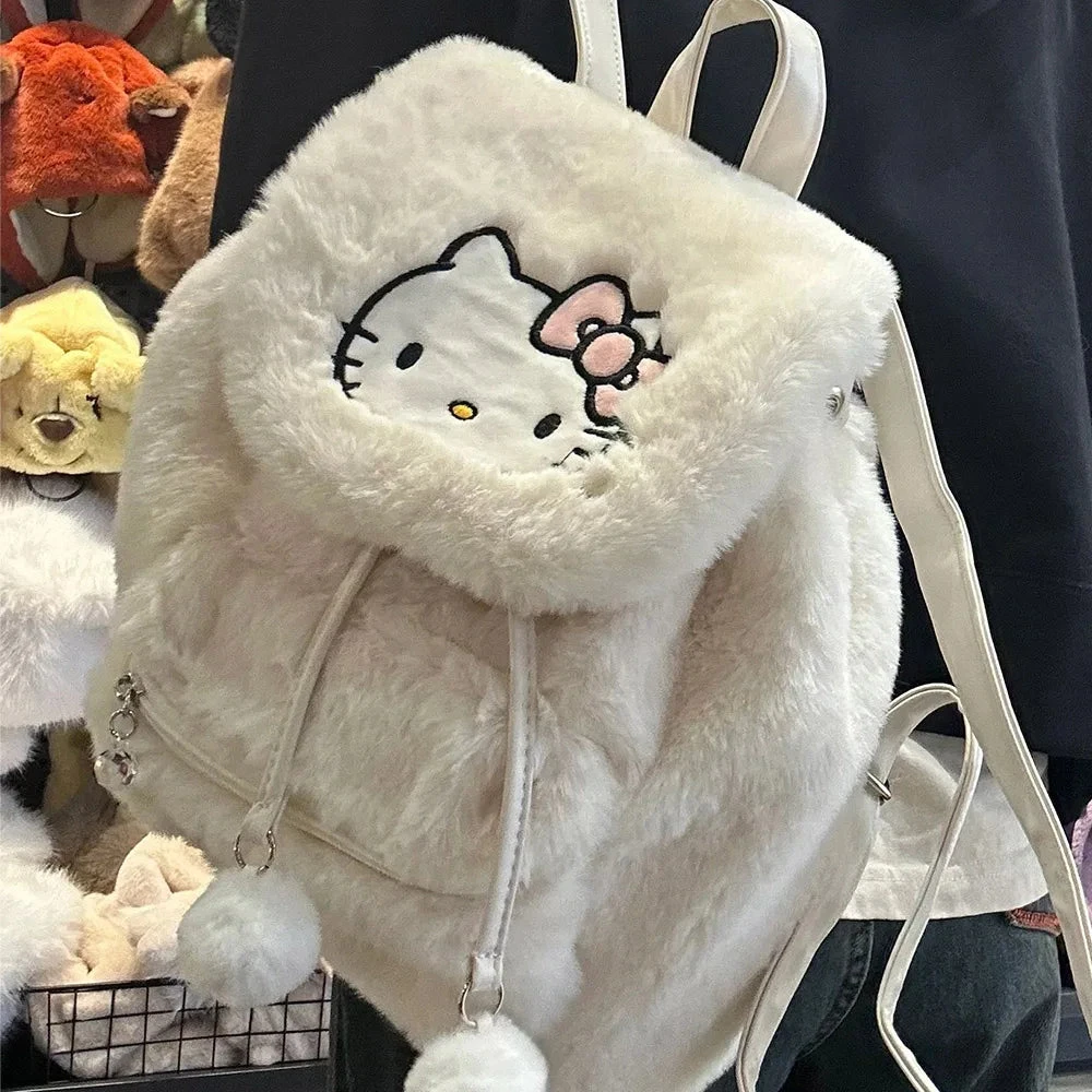 Fuzzy Kawaii Pompom Backpacks 8 Fuzzy Kawaii Pompom Backpacks - Image 6