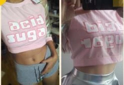 Acid Sugar Crop Top -Clothing Discount Store acid sugar crop top acidic baby blue belly sweater kawaii babe 356