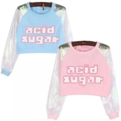 Acid Sugar Crop Top -Clothing Discount Store acid sugar crop top acidic baby blue belly sweater kawaii babe 866