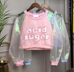 Acid Sugar Crop Top -Clothing Discount Store acid sugar crop top acidic baby blue belly sweater kawaii babe 911