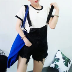 Acid Wash Denim Overalls -Clothing Discount Store acid wash denim overalls black s acid wash buckled buckles buttons coveralls shirt kawaii babe 960