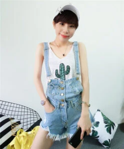 Acid Wash Denim Overalls -Clothing Discount Store acid wash denim overalls blue s acid wash buckled buckles buttons coveralls shirt kawaii babe 773
