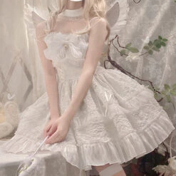 Angel Assembly Dress -Clothing Discount Store angel assembly lolita dress all white s jsk dresses fashion kawaii babe 916