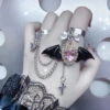 Angelic Goth Ring Set -Clothing Discount Store angelic goth ring set black bat bats fake jewelry kawaii babe 387