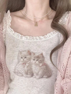 Angelic Kitten Tank -Clothing Discount Store angelic kitten tank cats kittens shirts tank tank tops top kawaii babe 544
