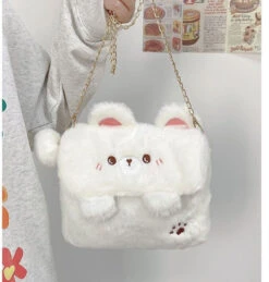 Baby Bear Fur Handbag -Clothing Discount Store baby bear fur handbag white fuzzy bag handbags kawaii babe 689