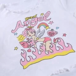 Bad Angel Tee -Clothing Discount Store bad angel tee angels crop tops cropped shirt ddlg playground 976