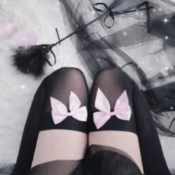 Basic Bow Stockings -Clothing Discount Store basic bow stockings knee socks ribbon ribbons ddlg playground 605