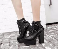 Belted Combat Boots 18 Belted Combat Boots -Clothing Discount Store belted combat boots anke booties ankle boots biker black boots shoes kawaii babe 712