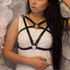 Belted Pentagram Harness -Clothing Discount Store belted pentagram harness belt black leather chest harness harnesses harness kawaii babe 169