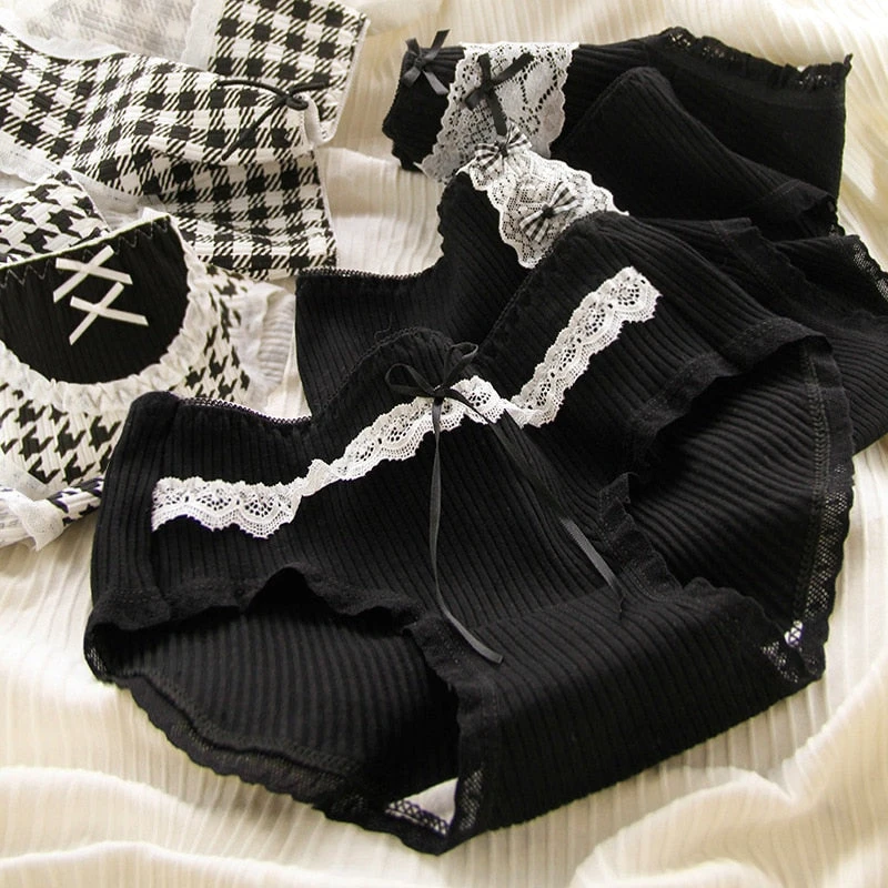 Black Cotton Plaid Undies 3 Black Cotton Plaid Undies