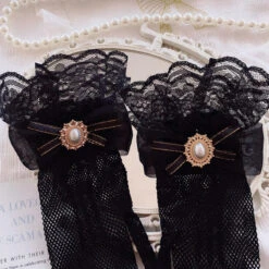 Victorian Lace Gloves -Clothing Discount Store black pink elegant kawaii victorian lace gloves 171