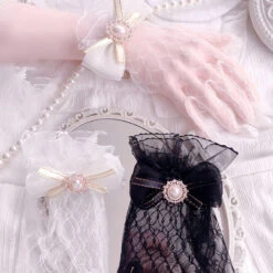 Victorian Lace Gloves -Clothing Discount Store black pink elegant kawaii victorian lace gloves 196