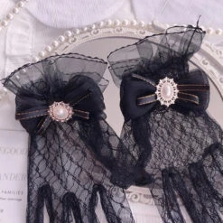 Victorian Lace Gloves -Clothing Discount Store black pink elegant kawaii victorian lace gloves 518