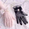 Victorian Lace Gloves -Clothing Discount Store black pink elegant kawaii victorian lace gloves 776
