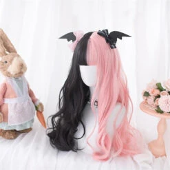 Black Pink Pastel Goth Wig -Clothing Discount Store black pink pastel goth wig bat cosplay wig wigs goth gothic wig kawaii babe 972
