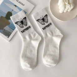 Black & White Butterfly Socks -Clothing Discount Store black white butterfly socks white butterfly socks black butterfly 826