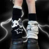 Skull & Star Goth Leg Warmers -Clothing Discount Store black white skull star goth leg warmers 536