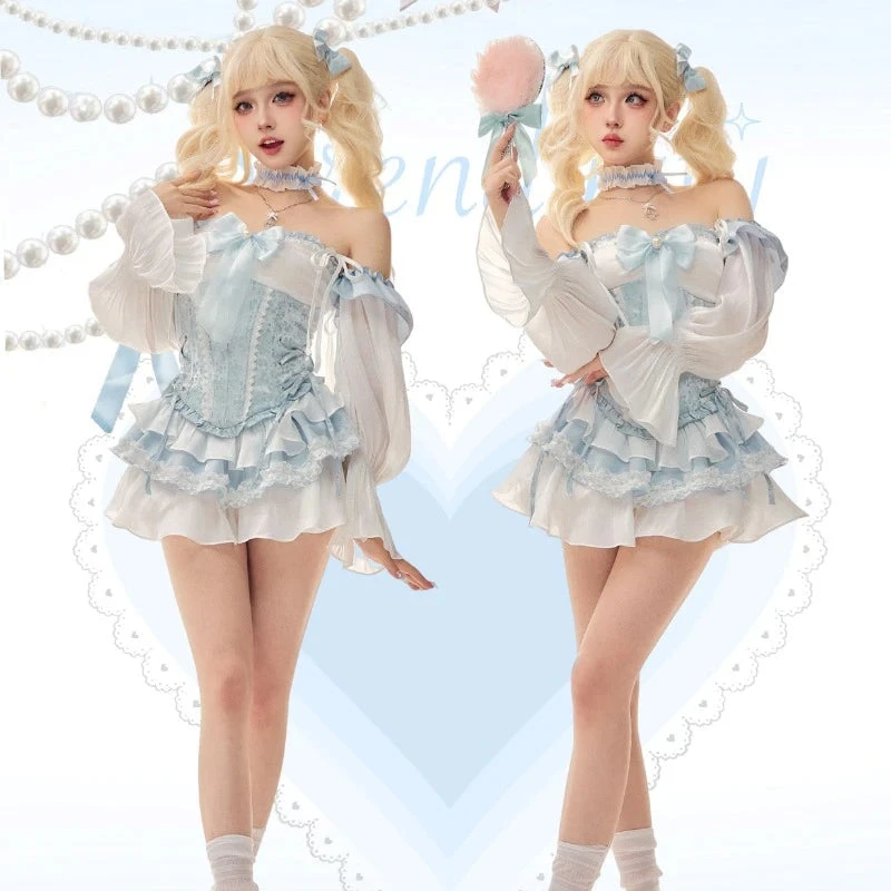 Blue Baby Doll Ruffled Outfit Set 6 Blue Baby Doll Ruffled Outfit Set - Image 4
