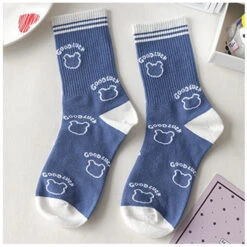 Blue Textured Teddy Bear Socks -Clothing Discount Store blue textured teddy bear socks blue bear cotton socks textured bears 318