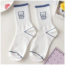 Blue Textured Teddy Bear Socks -Clothing Discount Store blue textured teddy bear socks blue bear cotton socks textured bears 679