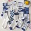Blue Textured Teddy Bear Socks -Clothing Discount Store blue textured teddy bear socks blue bear cotton socks textured bears 829