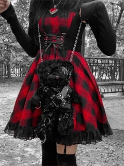 Chained Bear Messenger Bag -Clothing Discount Store bondage bear messenger bag bags creepy gothic lolita ddlg playground 736