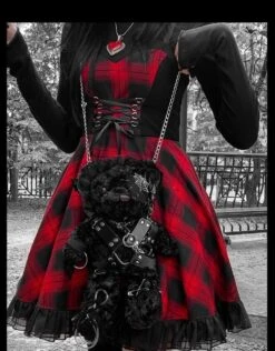 Chained Bear Messenger Bag -Clothing Discount Store bondage bear messenger bag bags creepy gothic lolita ddlg playground 931