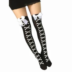 Bone Corset Stockings 20 Bone Corset Stockings -Clothing Discount Store bone corset stockings black goth bones bows cross goth socks kawaii babe 752