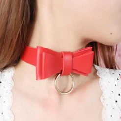 Bow Leash & Collar Set -Clothing Discount Store bow leash collar set bows collared collars choker ddlg playground 344