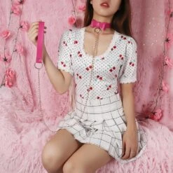 Bow Leash & Collar Set -Clothing Discount Store bow leash collar set bows collared collars choker ddlg playground 810