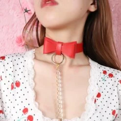 Bow Leash & Collar Set -Clothing Discount Store bow leash collar set bows collared collars choker ddlg playground 941