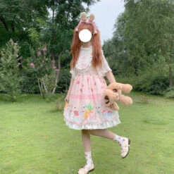 Bunny Parade Dress -Clothing Discount Store bunny parade dress bunnies bunny dress rabbit carrots cat dress dresses kawaii babe 285