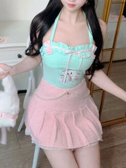 Bunny Tea Party Halter Top 23 Bunny Tea Party Halter Top -Clothing Discount Store bunny tea party halter top angelcore angelic angels bunnies coquette kawaii babe 299