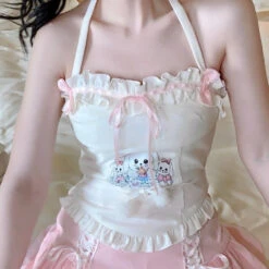 Bunny Tea Party Halter Top 25 Bunny Tea Party Halter Top -Clothing Discount Store bunny tea party halter top angelcore angelic angels bunnies coquette kawaii babe 401