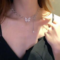 Butterfly Dainty Chain Choker -Clothing Discount Store butterfly dainty chain choker necklaces dainty chain butterfly 859