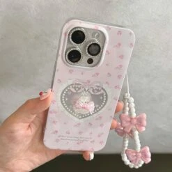Cameo Kitty IPhone Case With Chain -Clothing Discount Store cameo kitty iphone case chain mobile phone cases bows butterfly 361